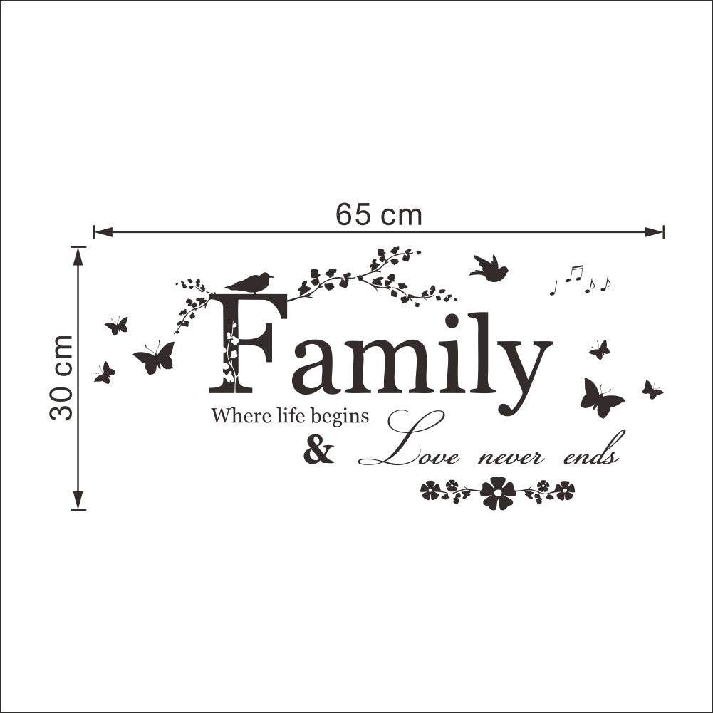 High-quality   Family Wall Sticker House Living Room Wall Decor Stickers Quotes Love Never Ends Flower Wall Paper