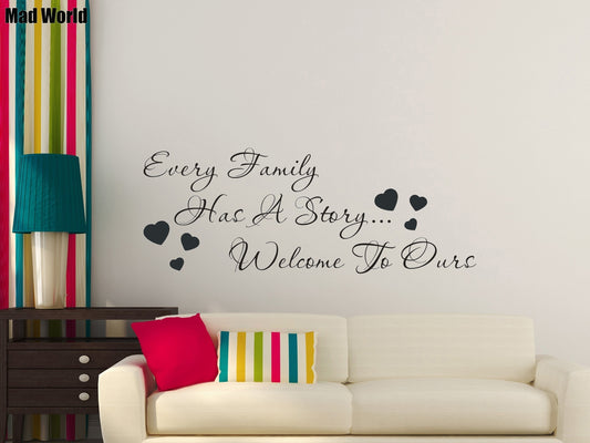 Hot   Every family has a story welcome to ours Wall Art Stickers Wall Decal Home DIY Decoration Wall Mural Removable Room Decor Wall Stickers AA002