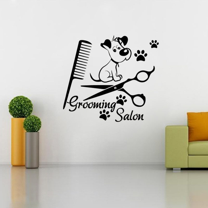 Fashion  Wall Decal Grooming Salon Decals Pet Dog Scissor Vinyl Sticker Mural Decor