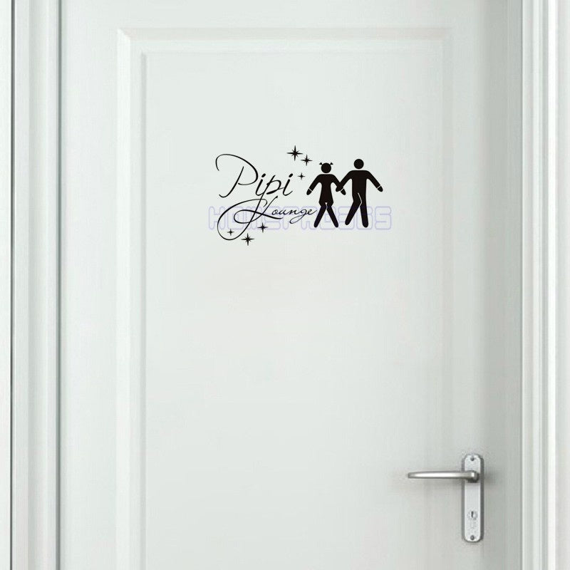 New Brand  Black English Word PiPi Lounge DIY Removable Toliet Sticker Art Vinyl Quote Wall Sticker Decal Mural Home Decoration