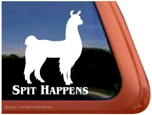 Fashion   Spit Happens Llama Window Decal Sticker