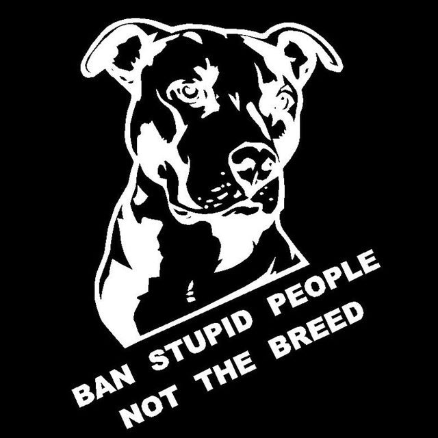 Fashion   20CM*26CM Ban Stupid People Not Breed Pitbull Car Sticker And Decals Motorcycle Car Styling Accessories Black/Sliver C8-0847