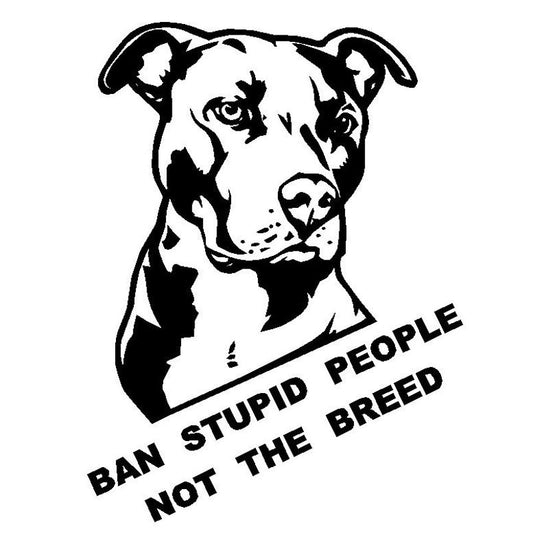 Fashion   20CM*26CM Ban Stupid People Not Breed Pitbull Car Sticker And Decals Motorcycle Car Styling Accessories Black/Sliver C8-0847