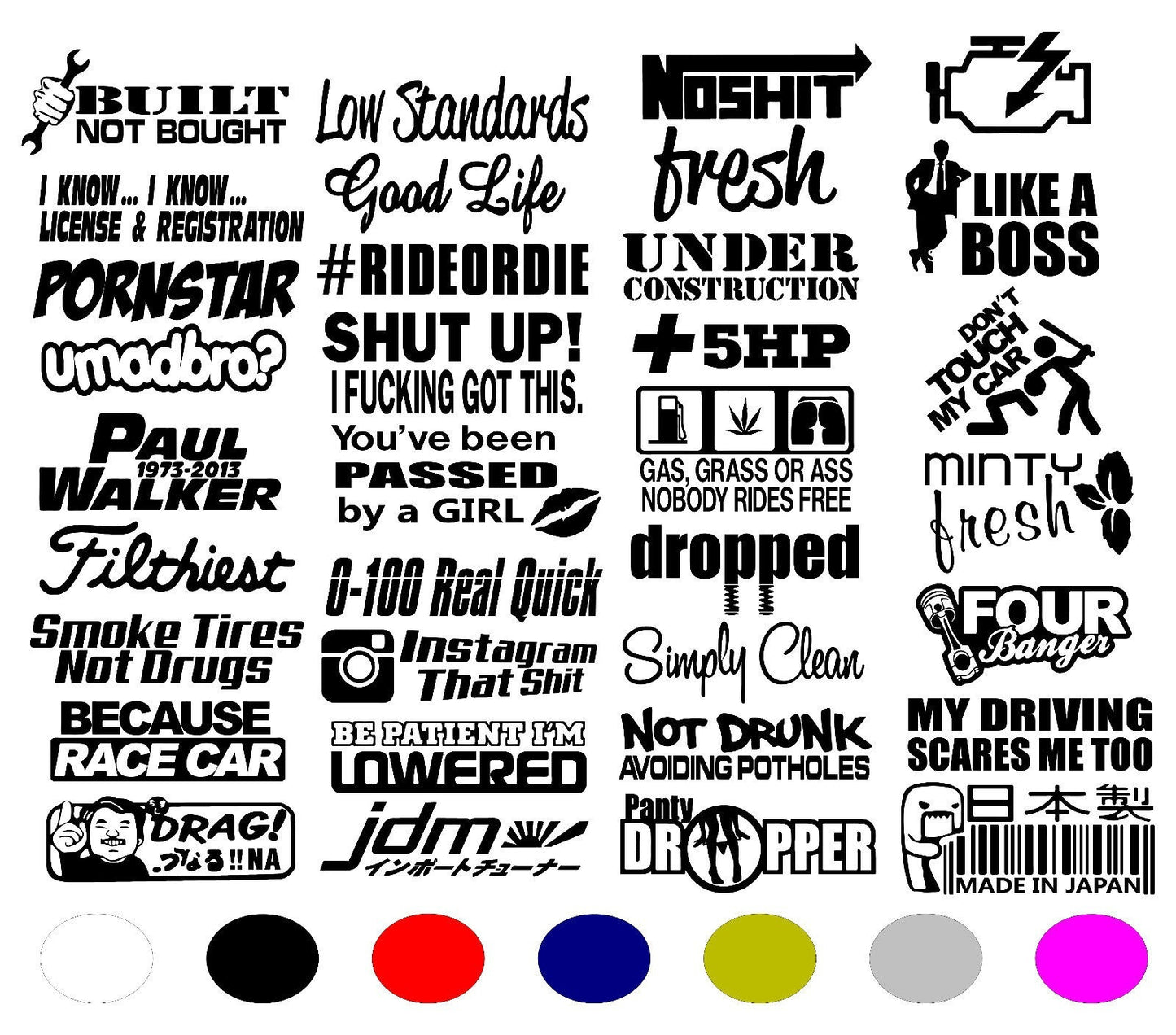 2018 NEW  1Set MEGA LOT 15 RANDOM JDM CAR STICKER DECAL PACK RACING TUNER FUNNY EURO JDM BOOST