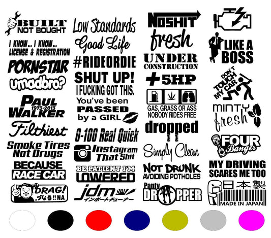 2018 NEW  1Set MEGA LOT 15 RANDOM JDM CAR STICKER DECAL PACK RACING TUNER FUNNY EURO JDM BOOST