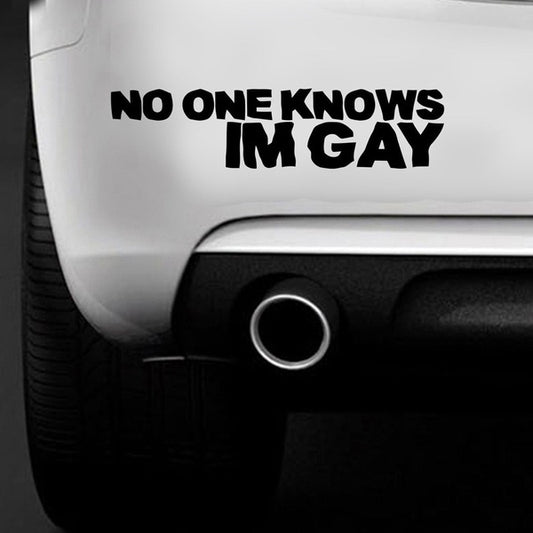New Fashion NO ONE KNOWS IM GAY Funny Car Bumper Sticker