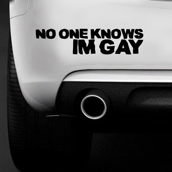 New Fashion NO ONE KNOWS IM GAY Funny Car Bumper Sticker