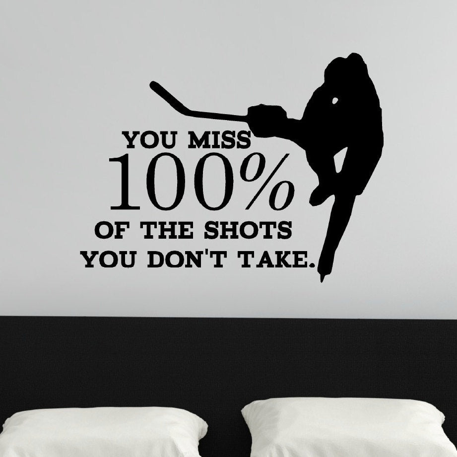 High-quality  Inspirational Hockey Wall Decal You Miss  of the Ss Hockey Wall Decor Teen Boy Bedroom Decor Youth Bedroom Decor Sports Bedroom Decor