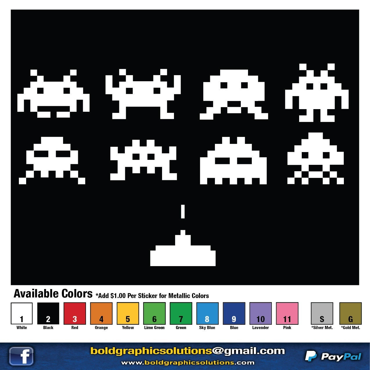 2018 NEW Space Invaders Atari Video Game Retro Old School Decal Window Bumper Sticker Car