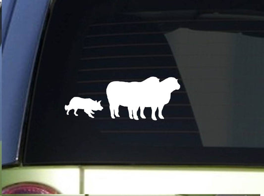 Fashion   Border Collie herding Sheep Sitcker  6 inch decal Car Sticker