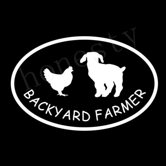New Hot White Stickers Goat and Chicken Backyard Farmer oval vinyl window bumper sticker decal white
