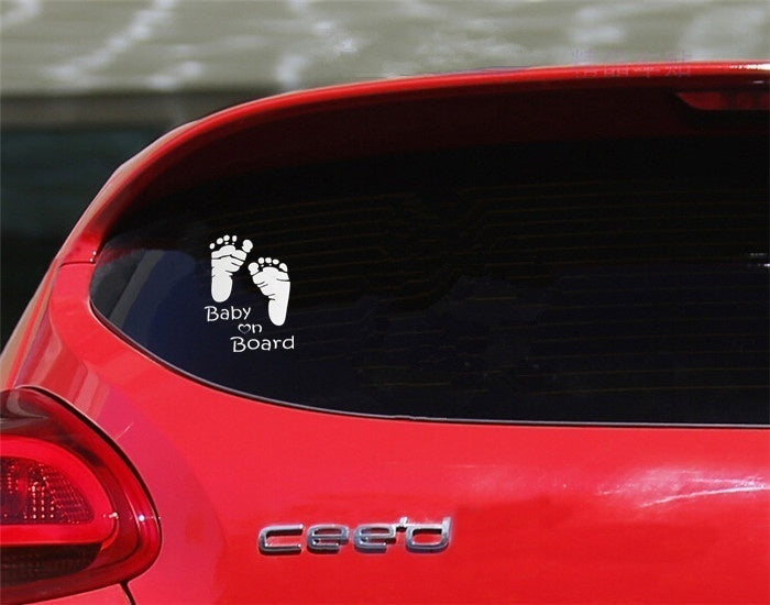 Hot  1pcs Car Stickers Cool Cute Baby on Board Car Styling Motorcycle Sticker Vinyl Decal Waterproof Footprint Car Accessory