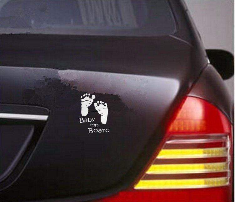 Hot  1pcs Car Stickers Cool Cute Baby on Board Car Styling Motorcycle Sticker Vinyl Decal Waterproof Footprint Car Accessory