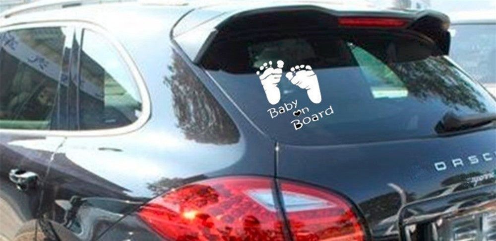 Hot  1pcs Car Stickers Cool Cute Baby on Board Car Styling Motorcycle Sticker Vinyl Decal Waterproof Footprint Car Accessory