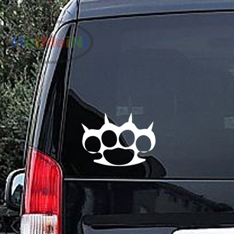 Fashion   12.7*9.2cm Brass Knuckles Spikes Car Stickers for Truck Window Bumper Auto SUV Door Kayak Car Body Vinyl Decal