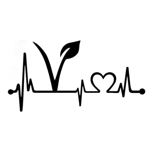20.3cm*10.2cm Car Sticker Vegan Vegetarian Heartbeat Lifeline Vinyl Car Accessories car-styling decals