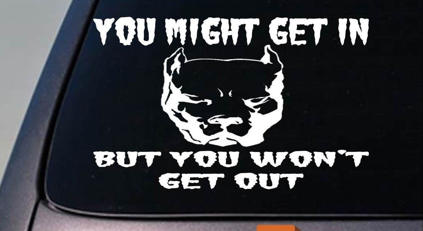 High-quality   YOU MIGHT GET IN  American pit bull pitbull BULLY 6"sticker decal apbt DOG Car Sticker