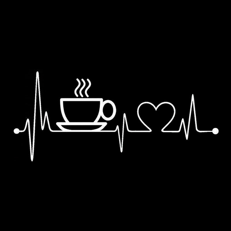 17cm*7.6cm Coffee Sup Heartbeat  Vinyl Stickers Car Accessories