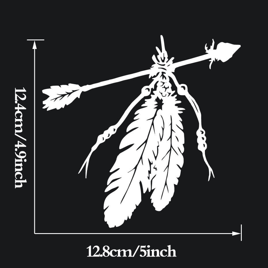 Fashion   12.4*12.8cm Native American Arrow & Feather Vinyl Car Truck Window Sticker Decals for Notebook 6 Colors