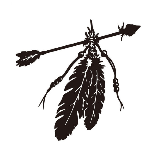 Fashion   12.4*12.8cm Native American Arrow & Feather Vinyl Car Truck Window Sticker Decals for Notebook 6 Colors