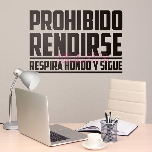 Hot Vinyl Wall Stickers Spanish Quote Prohibido Rendirse Wall Decals Wall Art Home Decor Wallpaper for Living Room House Decoration