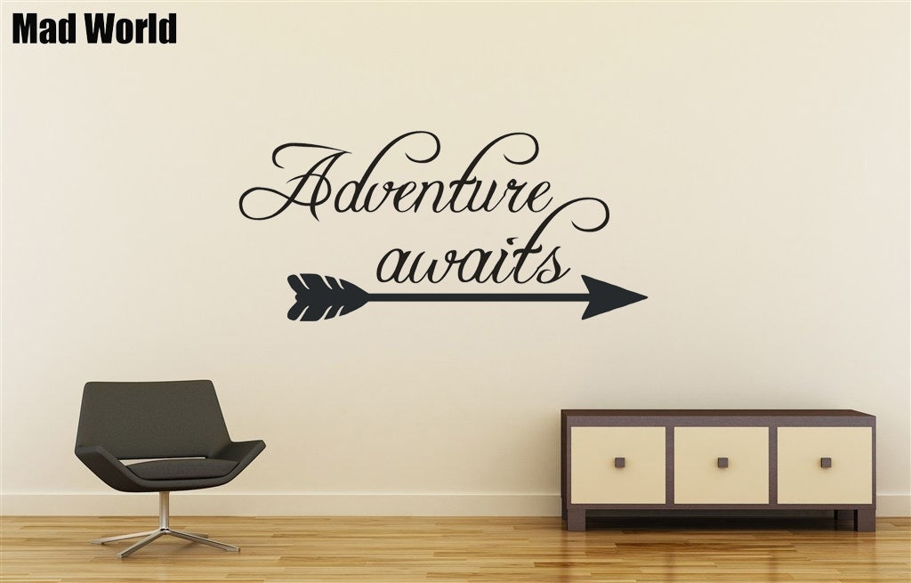 New Hot  Adventure Awaits Arrow Wall Art Stickers Wall Decal Home DIY Decoration Wall Mural Removable Room Decor Wall Stickers
