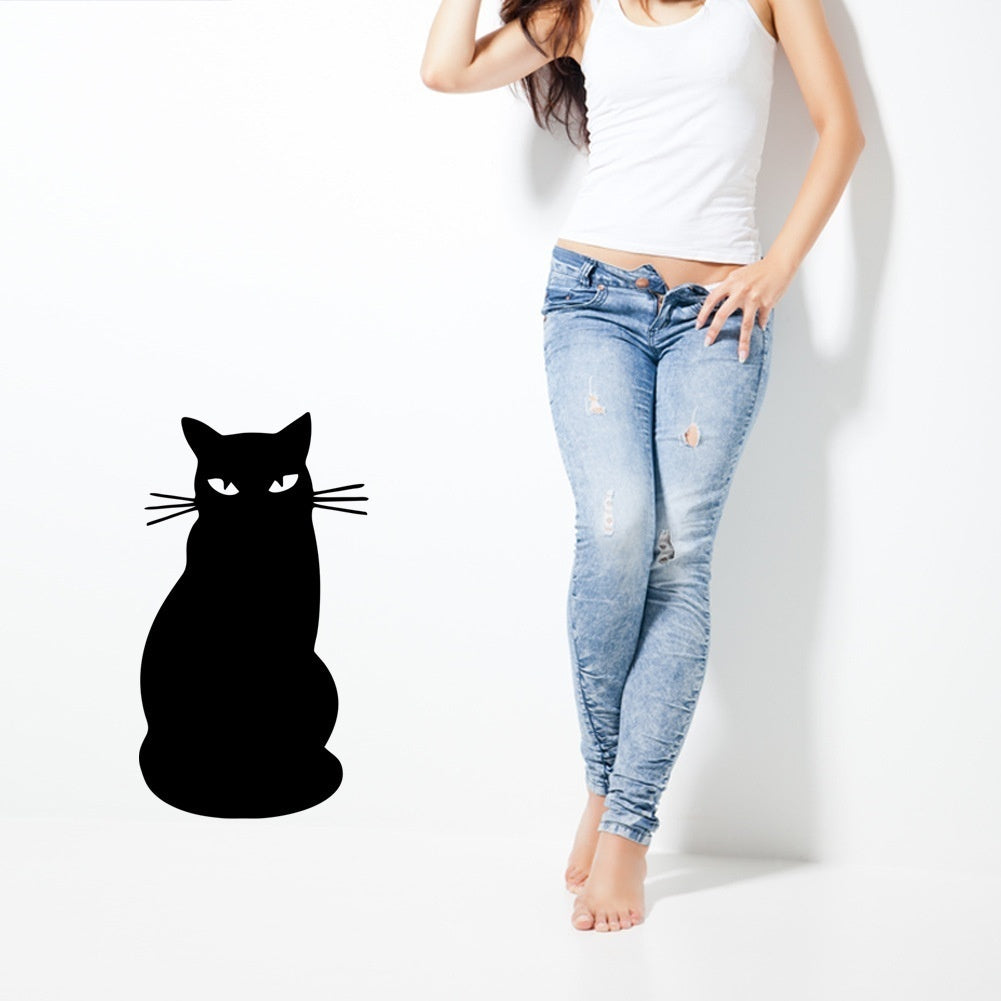 Fashion   Black Cat Cartoon Personality Blackboard Sticker Children's Graffiti Wall Stickers Classroom Kindergarten Decoration Note Sticker Self-adhesive Mural