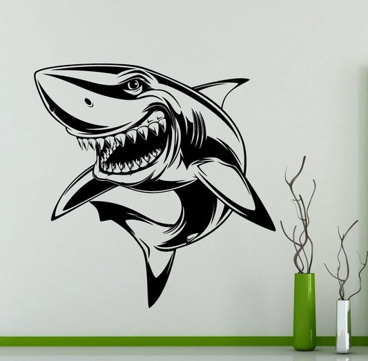New Fashion Shark Wall Sticker Sea Ocean Monster Vinyl Decal Home Interior Decoration