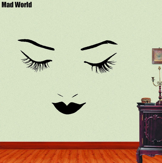 High-quality   Beautiful Woman Closed Eyes Pretty Wall Art Stickers Wall Decal Home DIY Decoration Wall Mural Removable Room Decor Wall Stickers