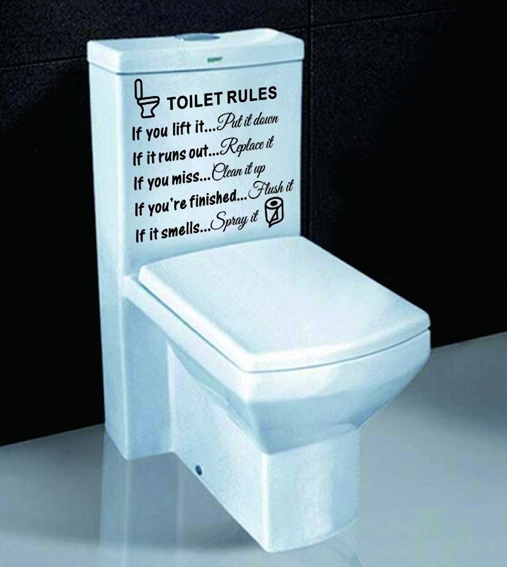High-quality    DIY Toilet Rules Bathroom Toilet Wall Sticker Vinyl Art Decals Home Decoration