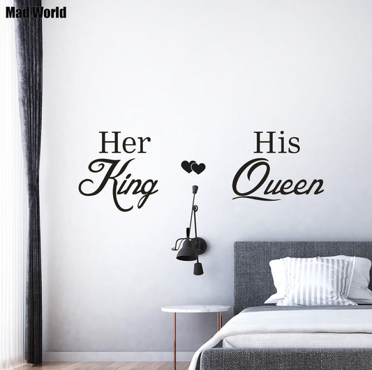Her King His Queen Love Wall Art Stickers Wall Decal Home DIY Decoration Wall Mural Removable Room Decor Wall Stickers