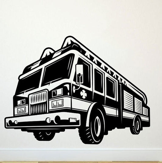 2018 NEW    Firetruck Firefighter Wall Decal Art Decor Sticker Gift Nursery Vinyl Firetruck Wall Decal Firetruck Decal Decor Firefighter Decal Decor