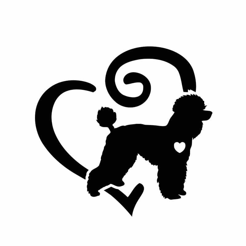 2018 NEW   Poodle Animal Pet Love Heart Vinyl  Car Sticker