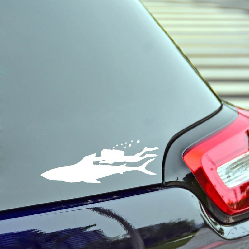 Hot  Diver With SHARK Fun Car-styling Vinyl Car Sticker Decals