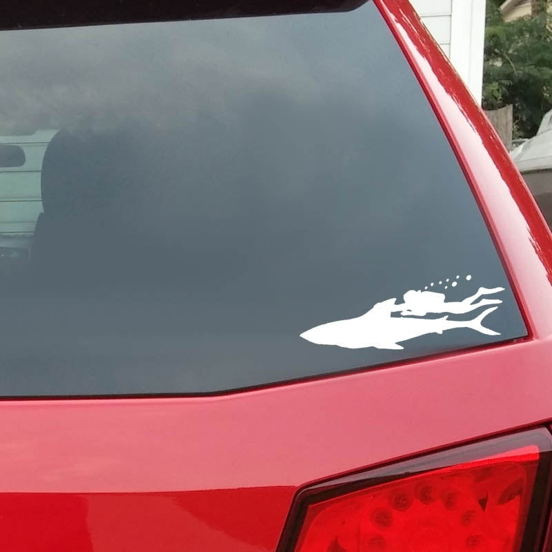 Hot  Diver With SHARK Fun Car-styling Vinyl Car Sticker Decals