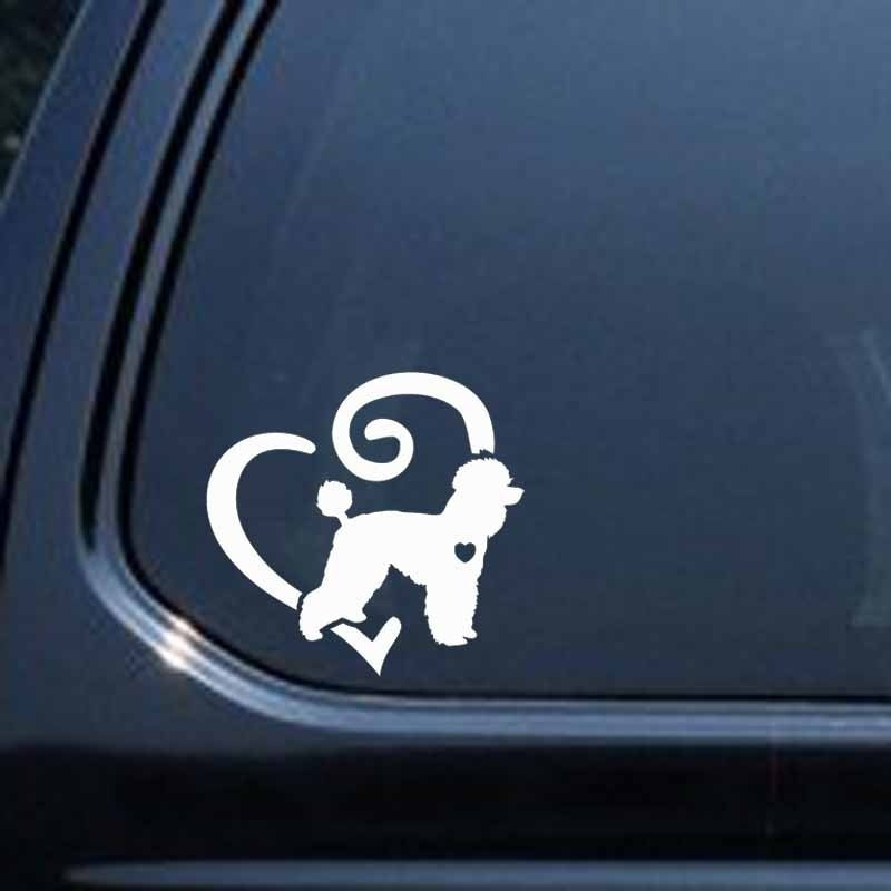 2018 NEW   Poodle Animal Pet Love Heart Vinyl  Car Sticker