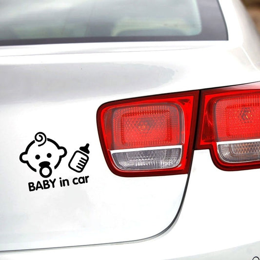 New Fashion  Funny Baby In Car Cartoon Car Sticker Vinyl Window Decal Sticker