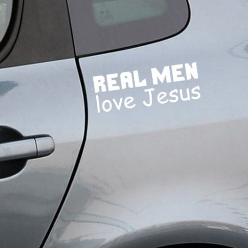 High-quality   Real Men Love Jesus Car Bumper Sticker Religious Car Window Stickers Body Decal