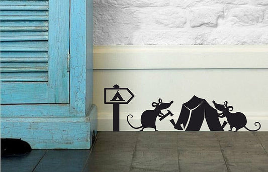 New Fashion  Mouse Hole " Camping " Skirting Board Wall Art Sticker Vinyl Decal