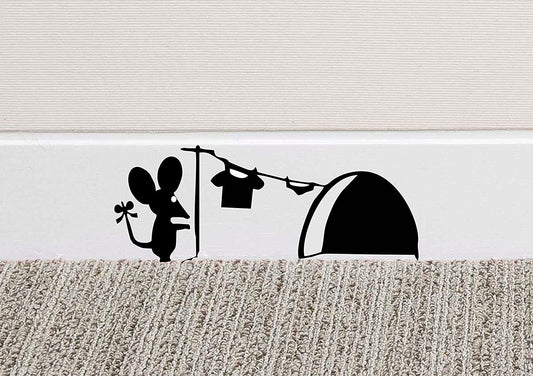 Hot Mouse Hole Wall Art Sticker Washing Vinyl Decal Mice Home Skirting Board Funny