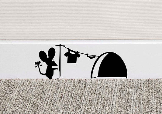 Mouse Hole Wall Art Sticker Washing Vinyl Decal Mice Home Skirting Board Funny