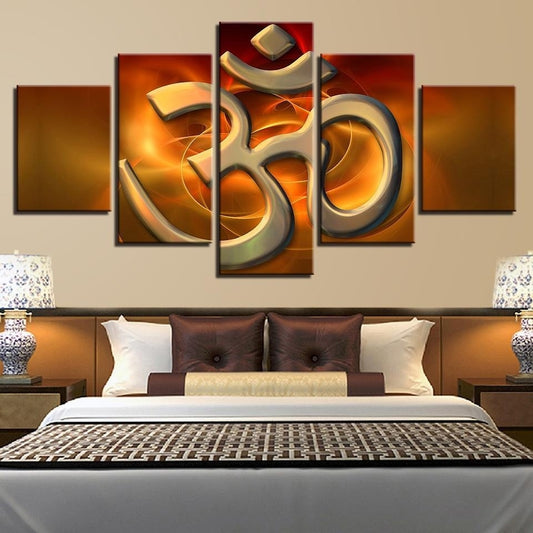 Fashion NoFramed Aum OM Mantra Yoga Meditation 5 Piece Canvas Art Print Picture Wall Decor