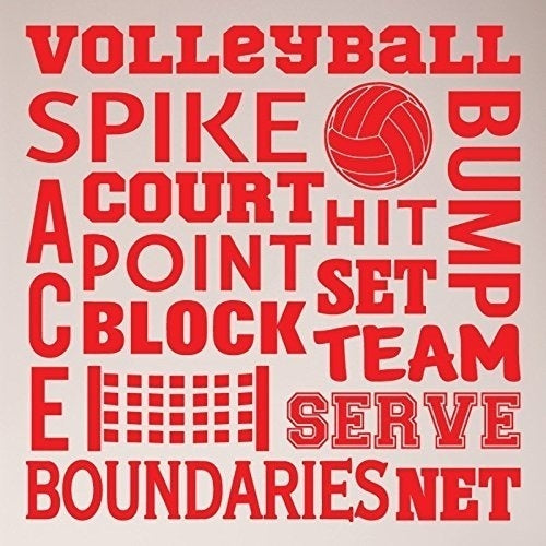 2018 NEW   Volleyball Sports Sayings Collage Spike Team Serve Set Net Wall Decal Sticker Art Mural Home Decor Quote