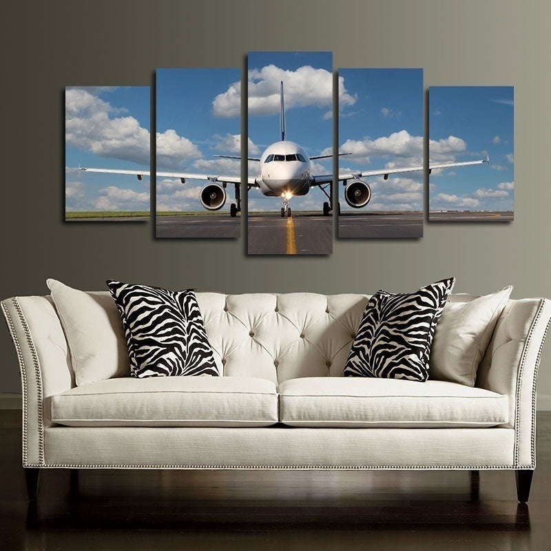 New Hot   able Modern Wall Art Painting Living Room Bedroom Home Decor 5 Panel Landscape Skyline Artwork Giclee Canvas Prints Airplane Pictures Paintings on Canvas