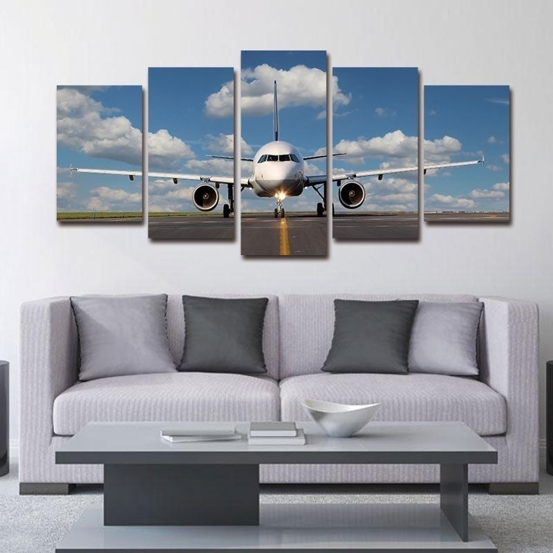 New Hot   able Modern Wall Art Painting Living Room Bedroom Home Decor 5 Panel Landscape Skyline Artwork Giclee Canvas Prints Airplane Pictures Paintings on Canvas