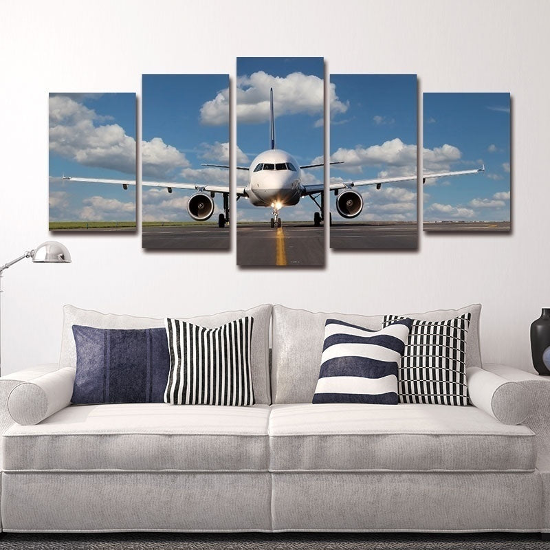 New Hot   able Modern Wall Art Painting Living Room Bedroom Home Decor 5 Panel Landscape Skyline Artwork Giclee Canvas Prints Airplane Pictures Paintings on Canvas