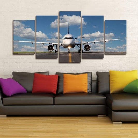 New Hot   able Modern Wall Art Painting Living Room Bedroom Home Decor 5 Panel Landscape Skyline Artwork Giclee Canvas Prints Airplane Pictures Paintings on Canvas