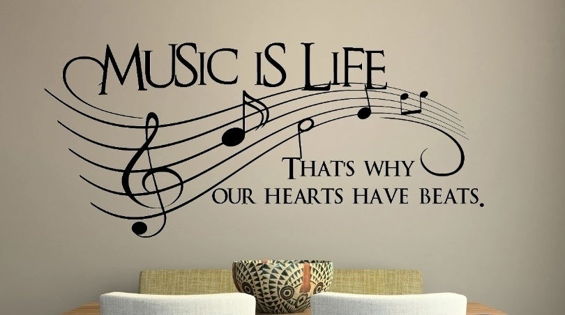 New Hot   Music Is Life.. That's Why Our Hearts Have Beats Vinyl Wall Decal Sticker Art