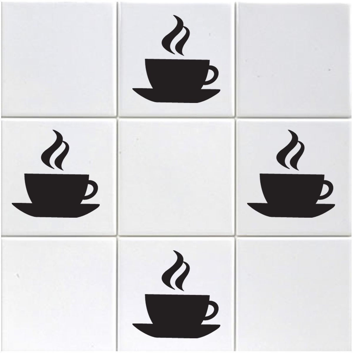New Hot    12 x Coffee Cup Tile Mirror Window Stickers - Kitchen, Cafe, Shop Stickers