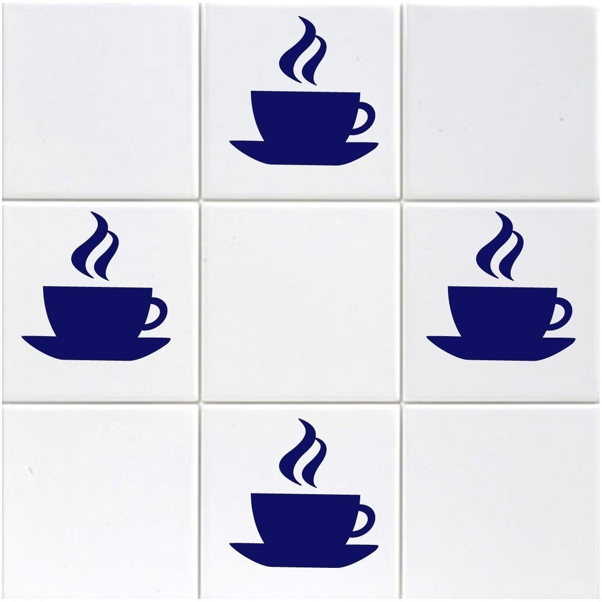 New Hot    12 x Coffee Cup Tile Mirror Window Stickers - Kitchen, Cafe, Shop Stickers